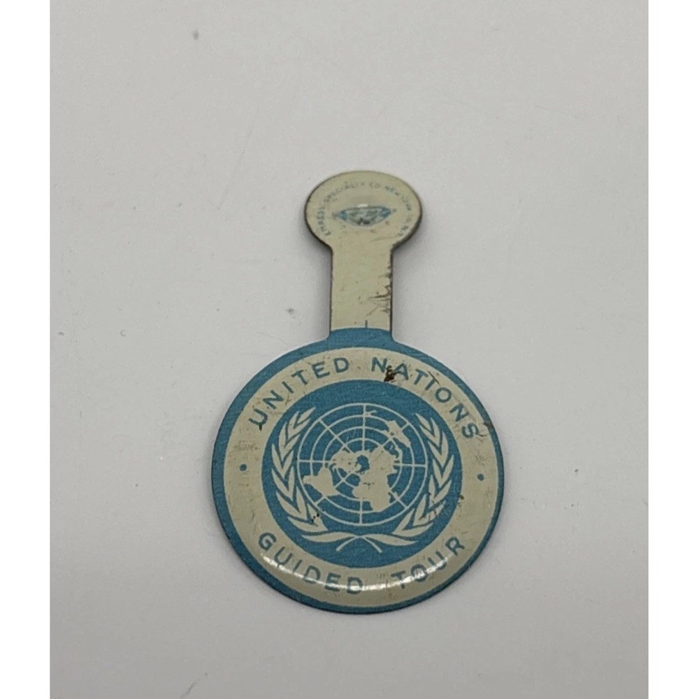 Vintage United‎ Nations UN Guided Tour Tab-fold Metal Button Pin